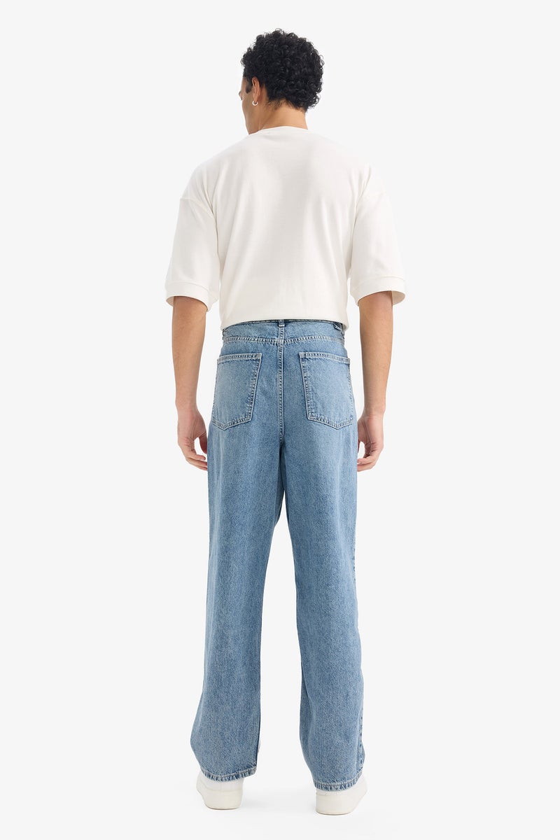 DeFacto Blue Man Baggy Fit Trousers Casual - Image 5
